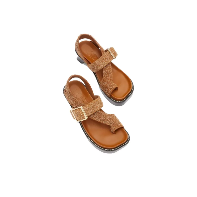 LOEWE 70mm Ease Brushed-suede Sandals-4