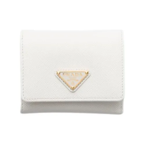 PRADA Leather Wallet Women's White