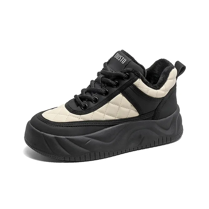 DUSTO Thermal Slip Resistant Cushioning Abrasion Resistant Height Increasing Mid Top Skateboard Shoes Women's-6