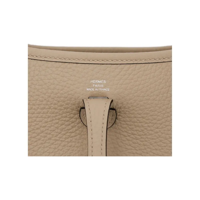 HERMES Evelyne Clemence Cow Leather Shoulder Bag, Crossbody Bag Mini Women's Marfa Beige-9