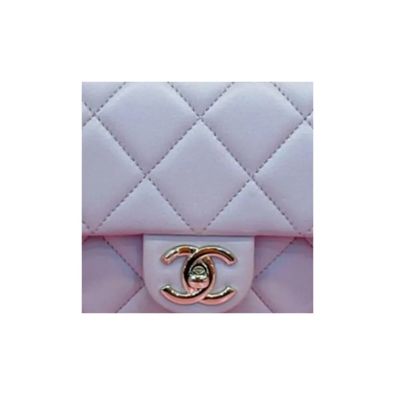CHANEL Sheepskin Mini Square Flap Bag, Shoulder Bag, Crossbody Bag Women's Light Purple-4