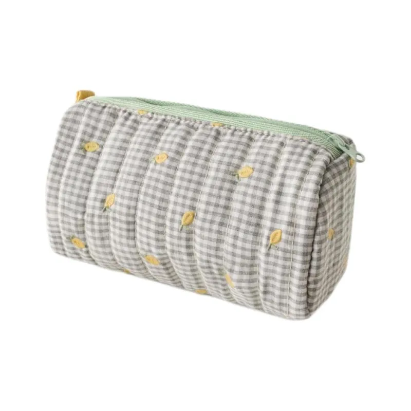 ZARA Cotton Toiletry Bag Regular Unisex Vichy White-1