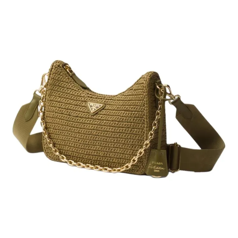 PRADA Re Edition Nylon Shoulder Bag Crossbody Bag Mini Women's Olive Green-1