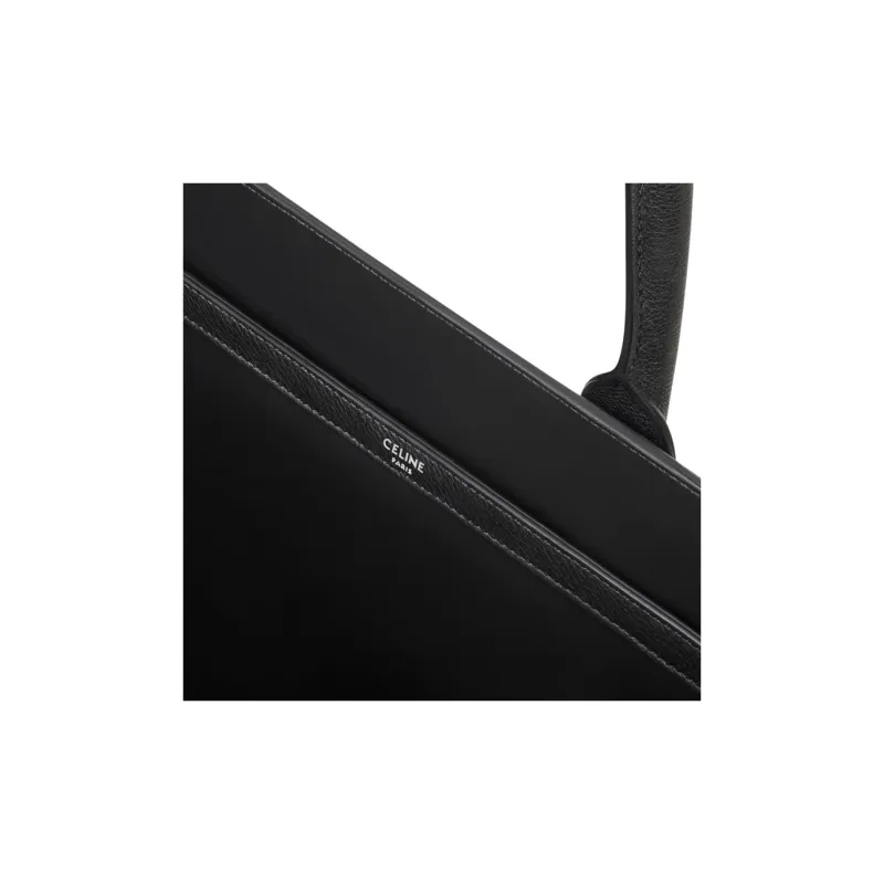 CELINE Cabas Soft Cow Leather Shoulder Bag, Crossbody Bag, Handbag Medium Size Men's Black-4