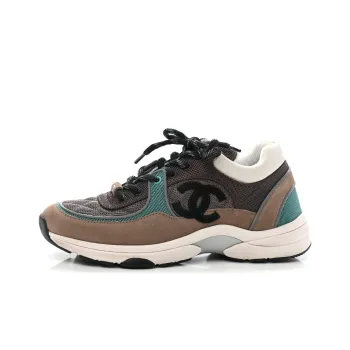 CHANEL Low Top Trainer Beige Green Women's