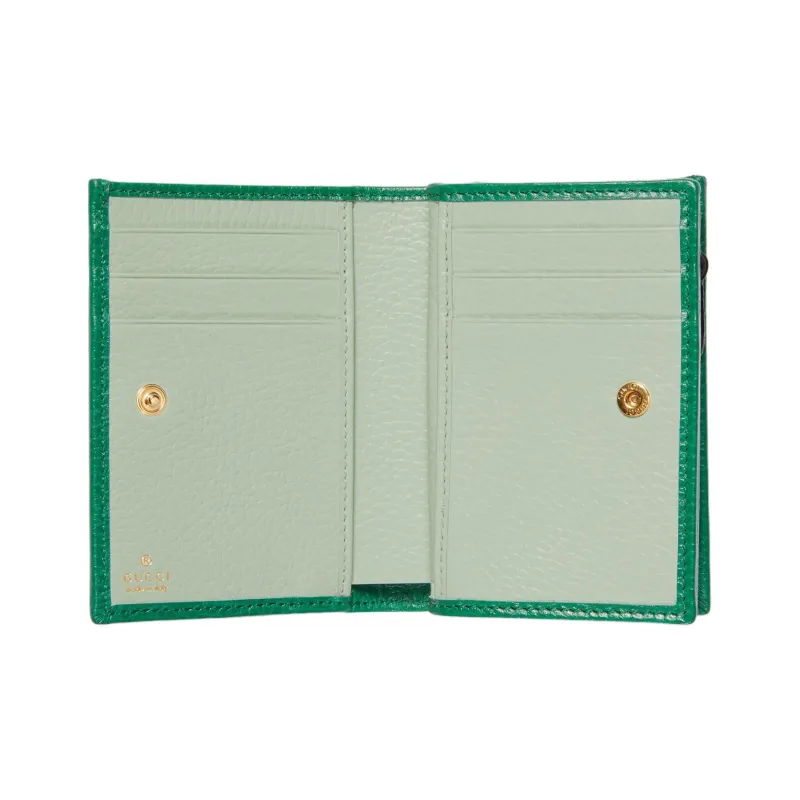 GUCCI GG Marmont Leather Card Holder Wallet Women's Green-3