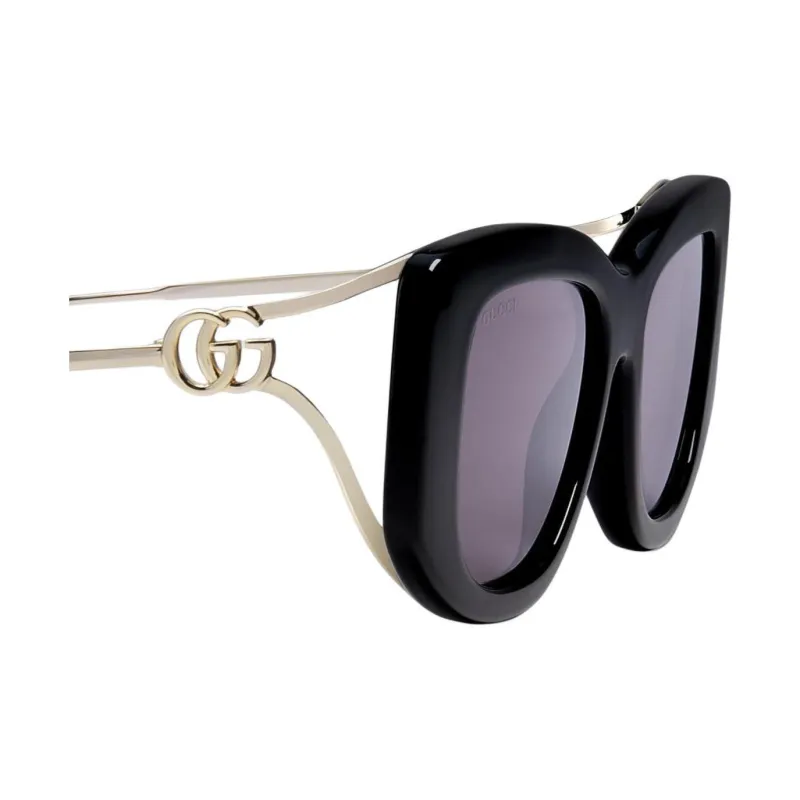 GUCCI Injection Molding Metal Cat Eye Sunglasses Women's Black-3