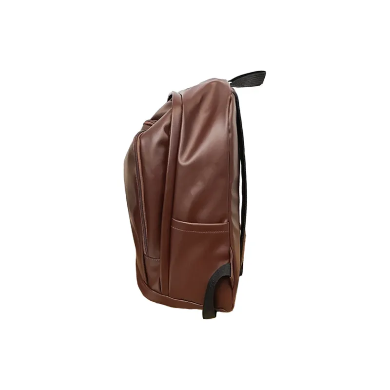 Slazenger Minimalist Soft Leather Travel Student Backpack Unisex Black/White Dark Brown-8