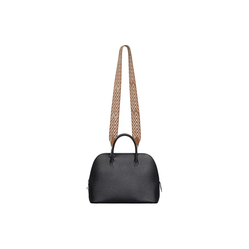 HERMES Canvas With Swift Calfskin Bag Strap Women's Gold & White-4