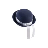Navy Blue White Ribbon