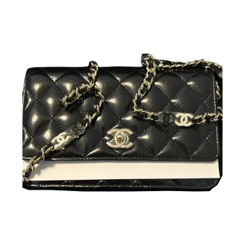 CHANEL WOC Polished Lambskin Wallet Unisex Black