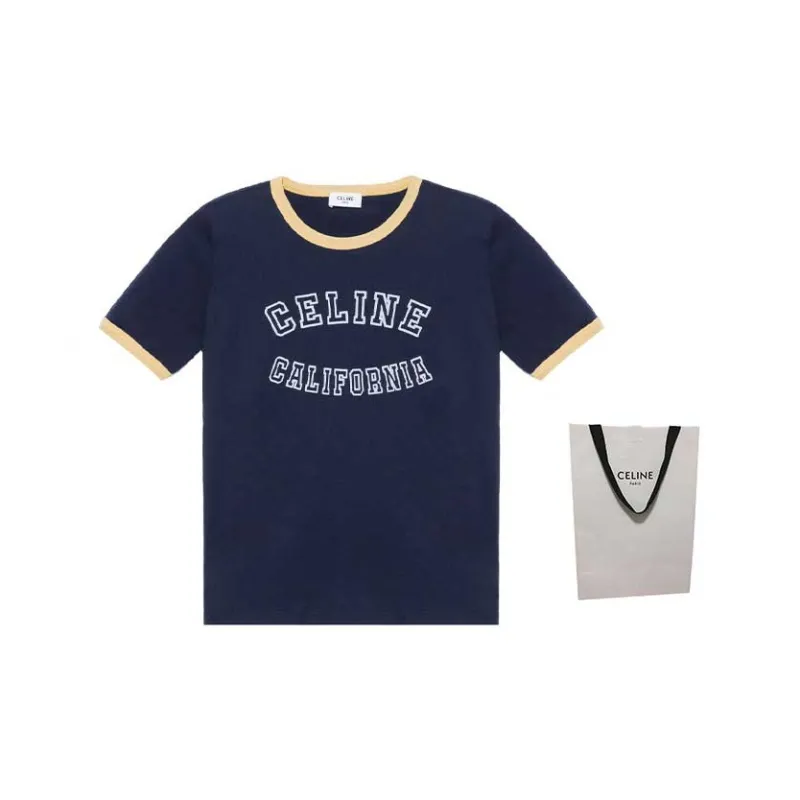 CELINE T Shirt Women's Navy Blue-2