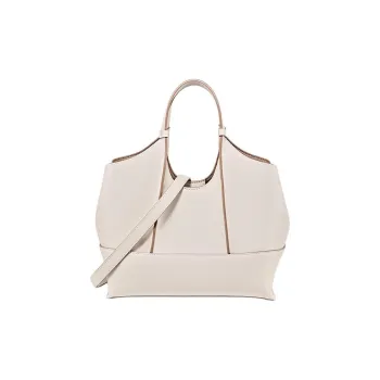 DISSONA Cow Leather Tote Bag, Shopping Bag, Shoulder Bag, Crossbody Bag, Handbag Small Size Women's White