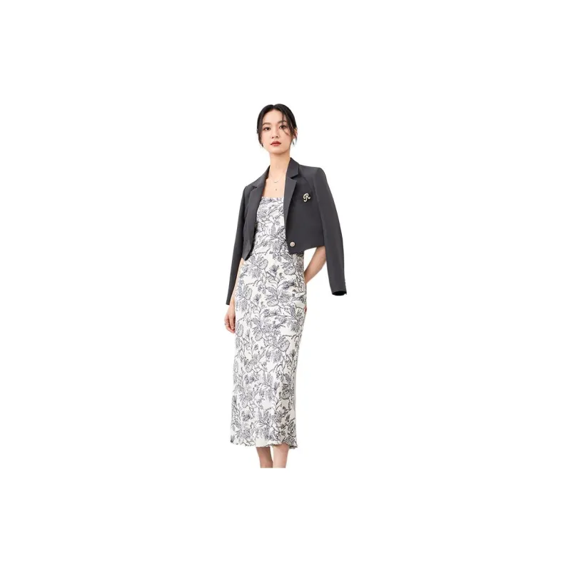 SENTUBILA Business Suits Women's Gray With Multicolor-1