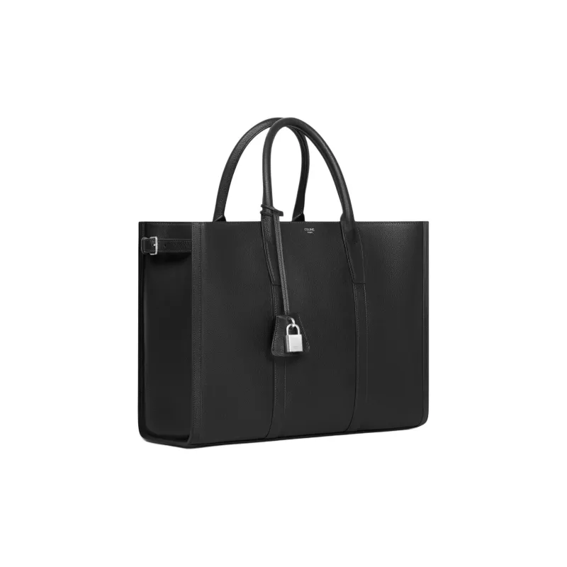 CELINE Cabas Soft Cow Leather Shoulder Bag, Crossbody Bag, Handbag Medium Size Men's Black-1
