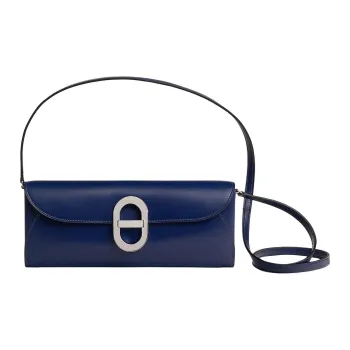 HERMES Chaine D'Ancre To Go Tadelakt Calfskin Wallets Shoulder Bag Crossbody Bag Women's 73 Bleu Saphir Sapphire Blue