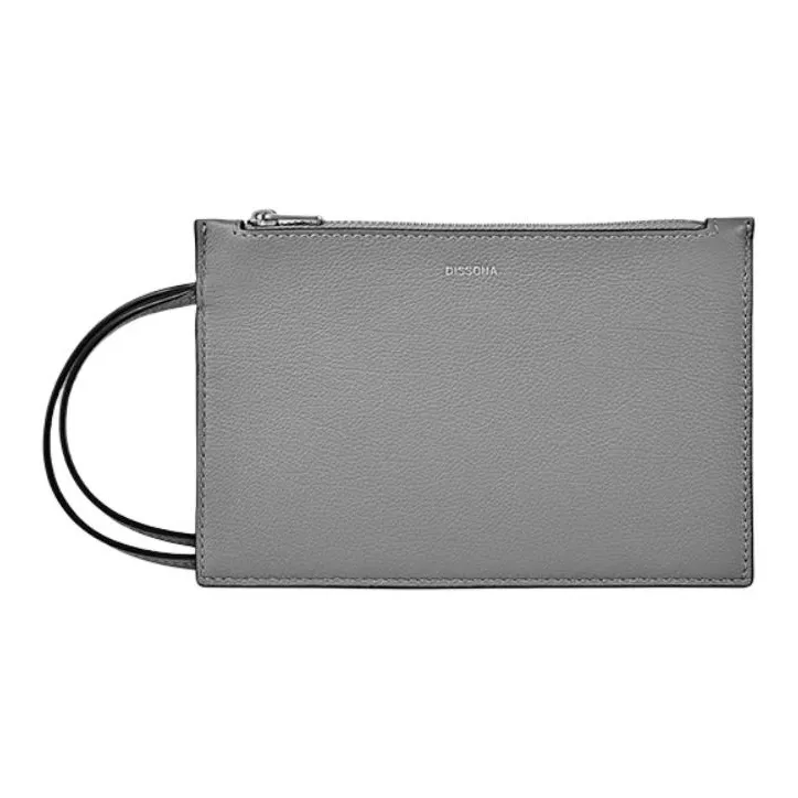 DISSONA Cow Leather Tote Bag, Shopping Bag, Shoulder Bag, Crossbody Bag, Handbag Small Size Women's Gray-4
