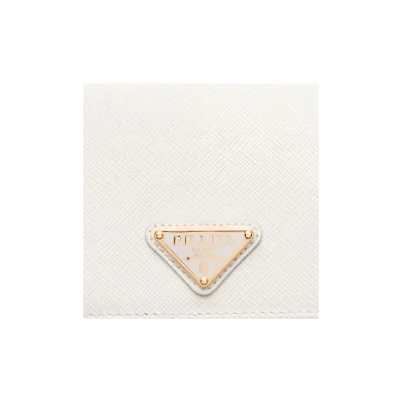 PRADA Leather Wallet Small Size Women's White-4