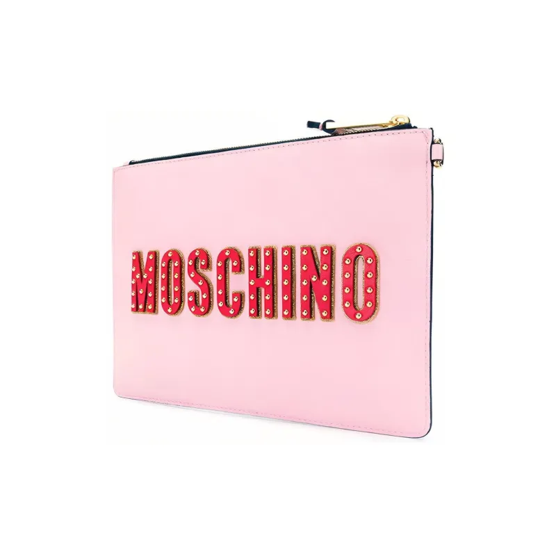MOSCHINO Leather Clutch Women's Pink-1