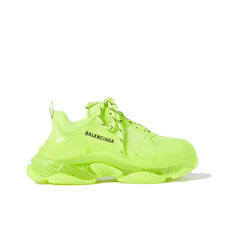 Balenciaga Triple S Anti Slip Wear Resistant Low Top Chunky Sneakers Women's Neon Green-1