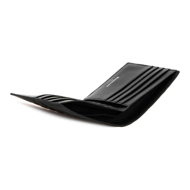 Burberry Leather Double-Fold Money Clip Double-Fold Wallet Men's Black-3