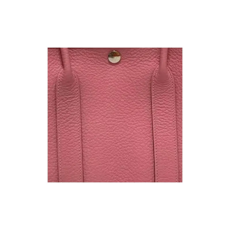 HERMES Garden Country Cow Leather Handbag Women's 5P Pink Pink-4