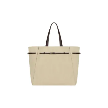 GIVENCHY Cotton Canvas Tote Bag Shopping Bag Handbag Large Size Women's Military Beige