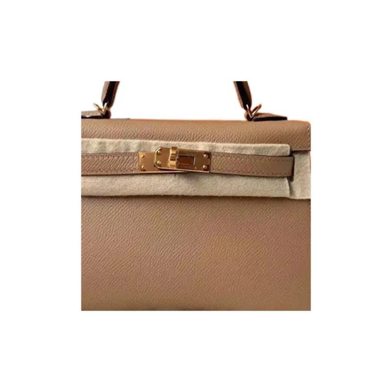 HERMES Mini Kelly 2nd Generation Epsom Leather Kelly Bag One Shoulder Handbags Mini Women's 0M Milk Tea Beige-2