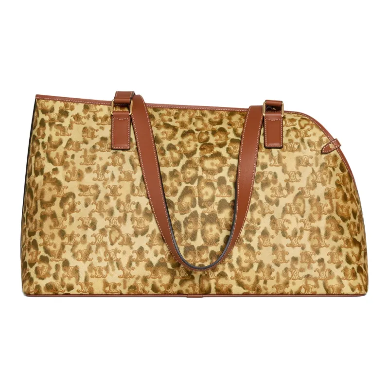 CELINE Triomphe Canvas With Calfskin One Shoulder Handbags Women's Leopard Print-3