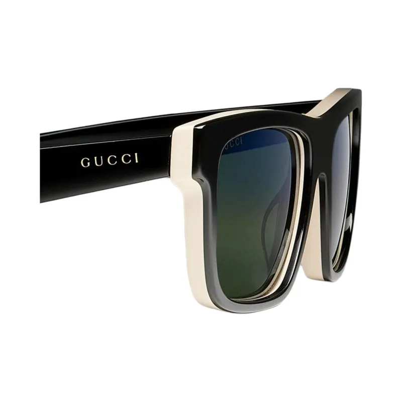 GUCCI Acetate Enamel Rectangular Sunglasses Men's Black-3