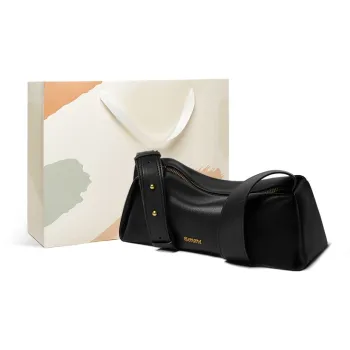 15 MINS Split Leather Cowhide Shoulder Bag Baguette Bag Shoulder Bag Women's Black/Cocoa Brown