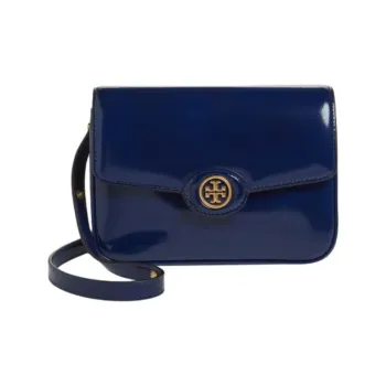 TORY BURCH Robinson Patent Leather Handbag Shoulder Bag Women's Marine Blue