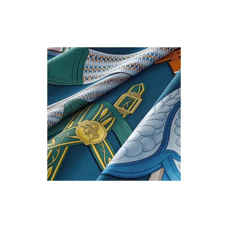 HERMES Silk Scarves Unisex Dark Blue-1
