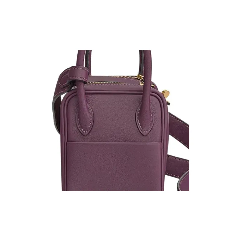 HERMES Lindy Swift Calfskin Handbag Shoulder Bag Crossbody Bag Mini Women's N5 Cassis Blackcurrant Color-3