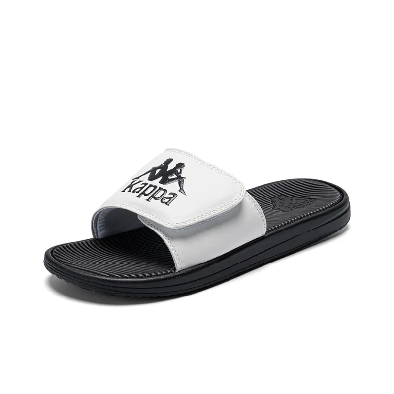 Kappa EVA Leather Patchwork Slip Resistant Abrasion Resistant Slide Slippers Unisex White Black-2