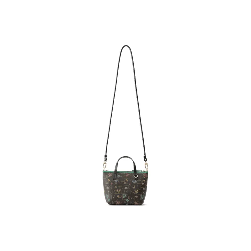 FION Canvas Shoulder Bag Women's Multicolor-4