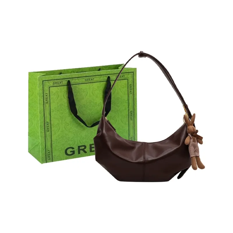 RUIPAI PU Water Dumpling Shoulder Bag Women's Black/Ecru/Coffee/Brown/Green-16