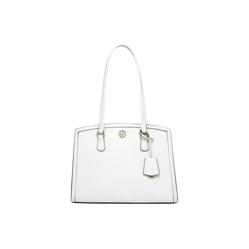 MICHAEL KORS Chantal Split Cow Leather Tote Bag, Shopping Bag, Shoulder Bag, Handbag Medium Size Women's White-0