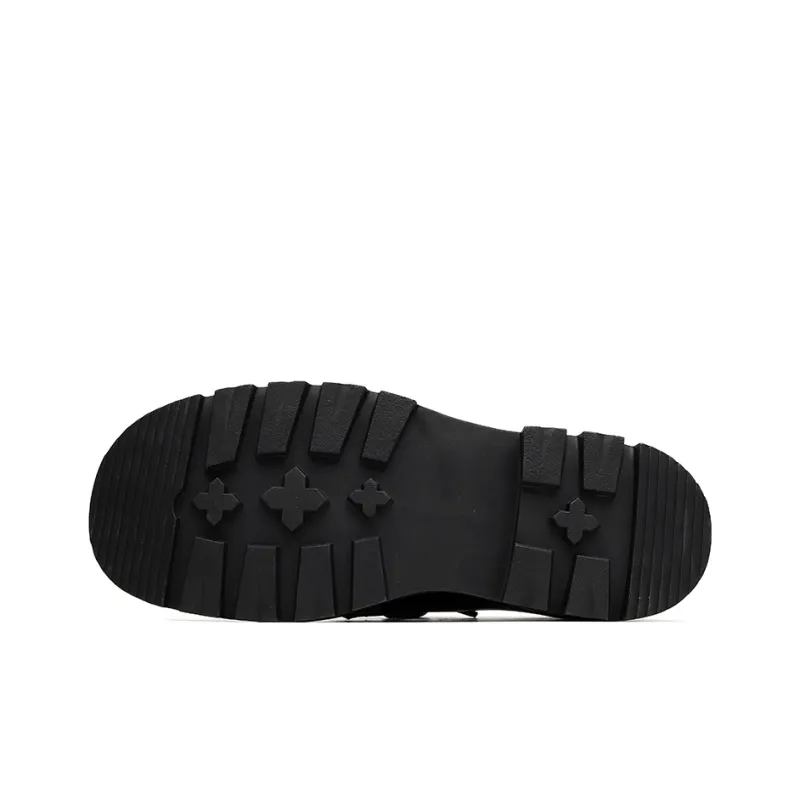 Romon Men's Casual Shoes Men Mid Top Black-4