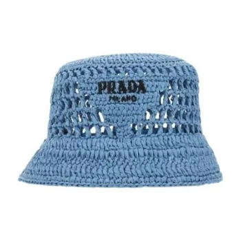 PRADA Logo-jacquard Crochet Bucket Hat