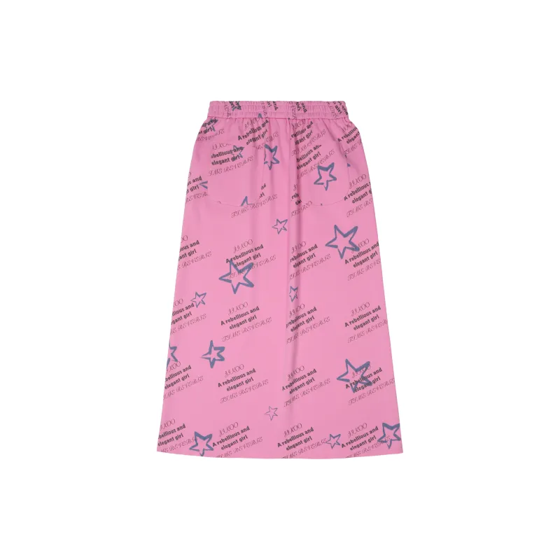JIKOO Casual Long Skirts Women's Frosting Pink-1