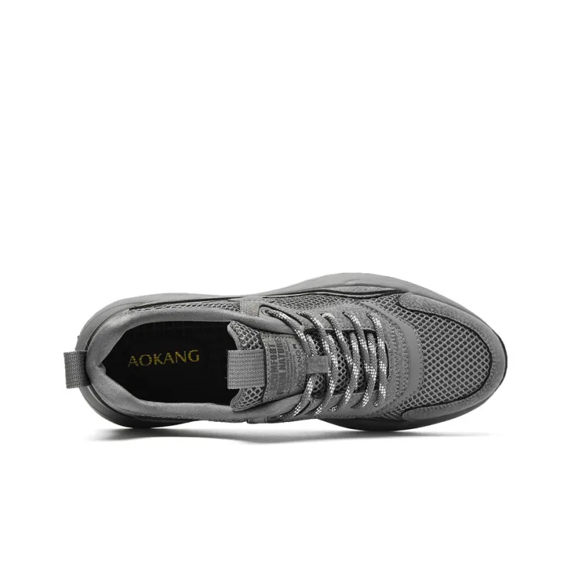AOKANG Casual Shoes Men Low Top Gray, Gray Cut Out, Black, Black Gray-3