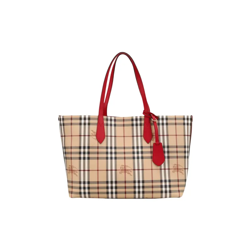 Burberry Calfskin Tote Bag Shopping Bag Handbag Shoulder Bag Women's Red-4