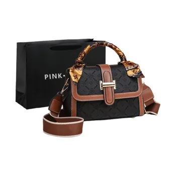 PINK·LAND PU Small Square Bag Crossbody Bag Shoulder Bag Handbag Regular Women's Black/Brown/Khaki