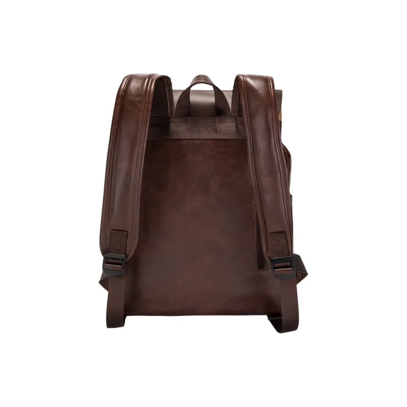 Slazenger Soft Leather Travel Backpack Backpack Students Backpack Medium Size Unisex Dark Brown Earth Tone-7