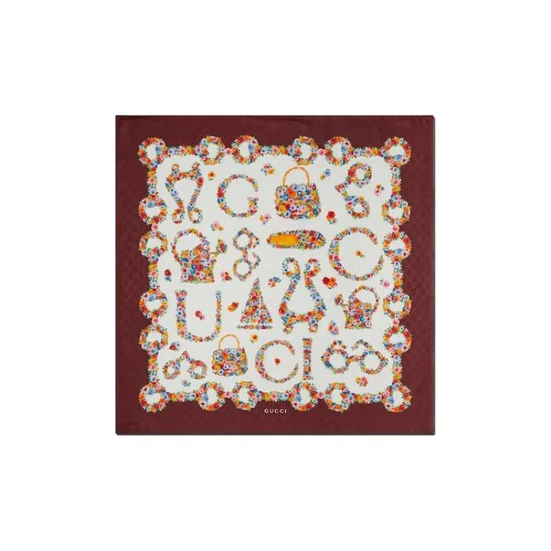 GUCCI GG jacquard Floral Silk Scarf-0