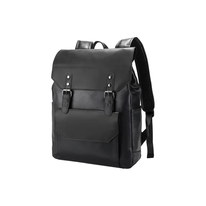Slazenger Soft Leather Travel Backpack Backpack Students Backpack Medium Size Unisex Dark Brown Earth Tone-1