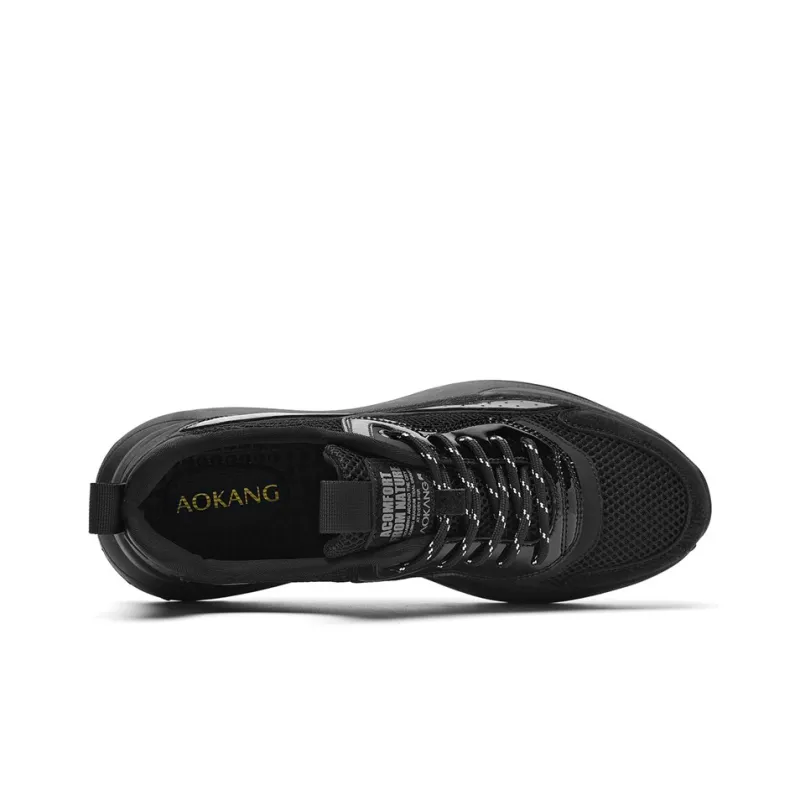 AOKANG Casual Shoes Men Low Top Gray, Gray Cut Out, Black, Black Gray-26