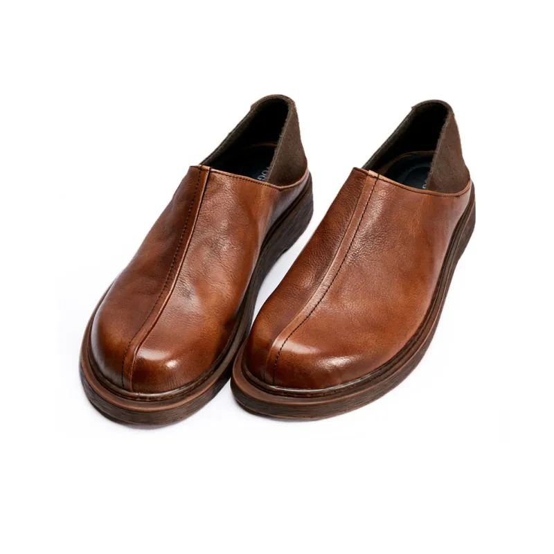 Voguhomme Men's Casual Shoes Men Low Top Brown/Black-6