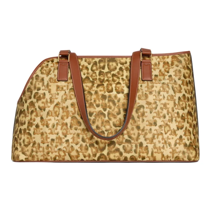 CELINE Triomphe Canvas With Calfskin One Shoulder Handbags Women's Leopard Print-1